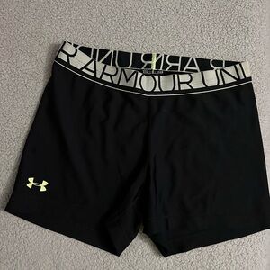 Under Armour Black Athletic Shorts with White Branded Waistband